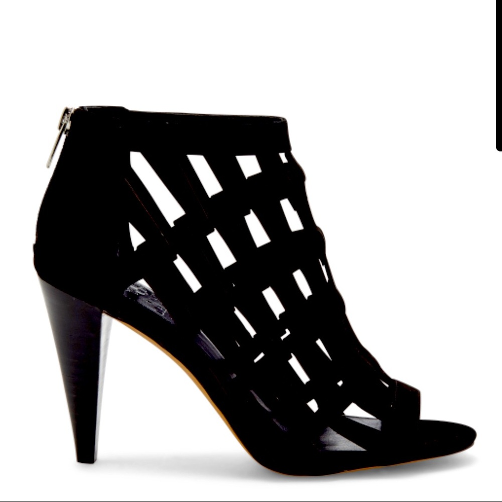 Black open toe booties